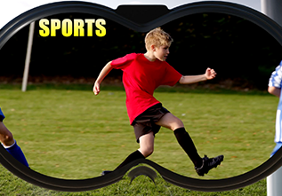 Young boy running on a soccer field